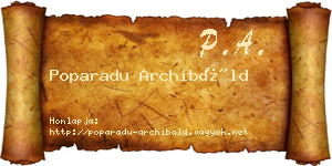 Poparadu Archibáld névjegykártya